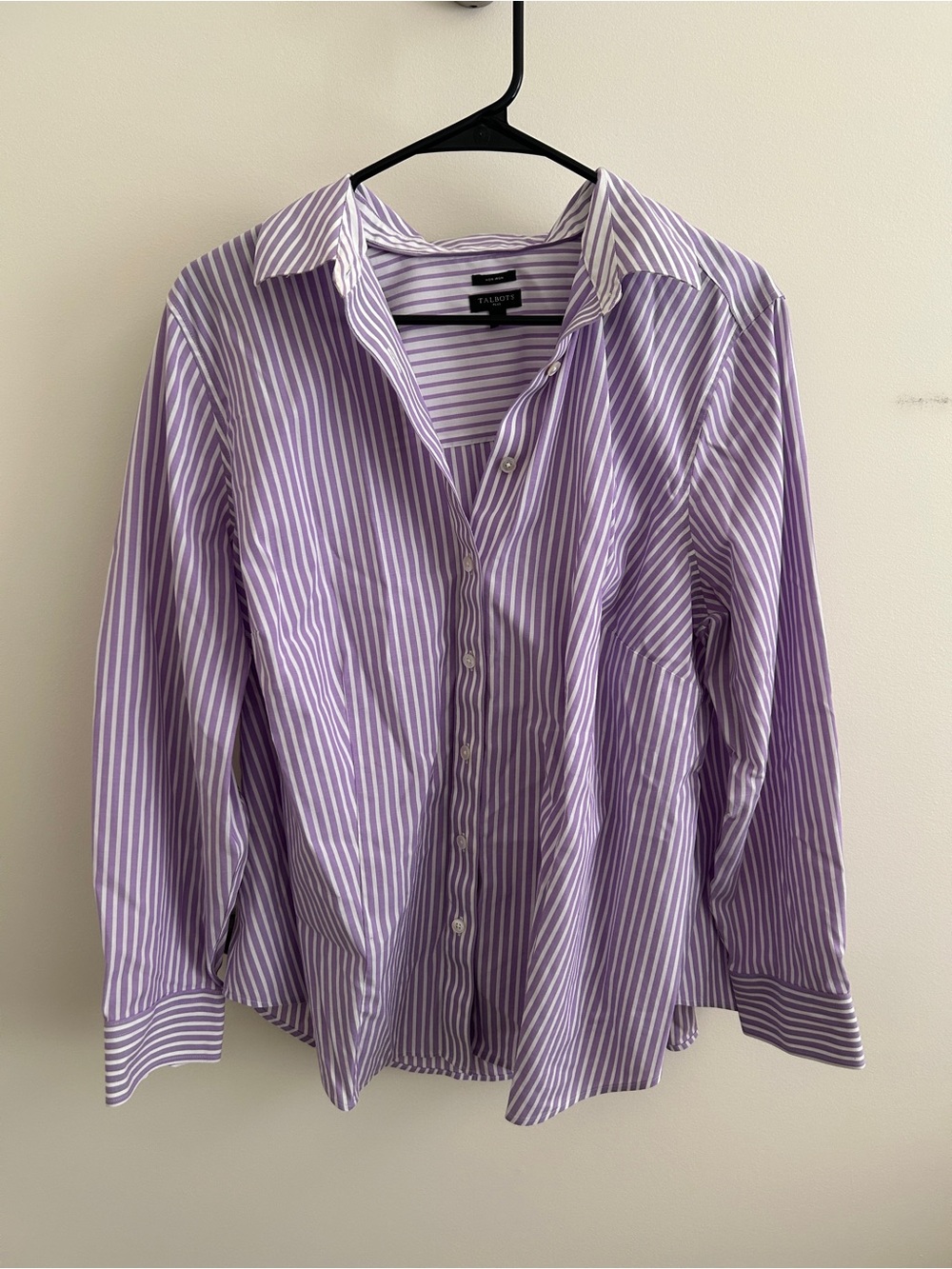 Talbots Lavender and White Striped  Dress Shirt - Coastal - Beachy - Lagenlook